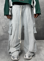ARCHIVE CARGO STRIPE SWEATPANTS - GRAY