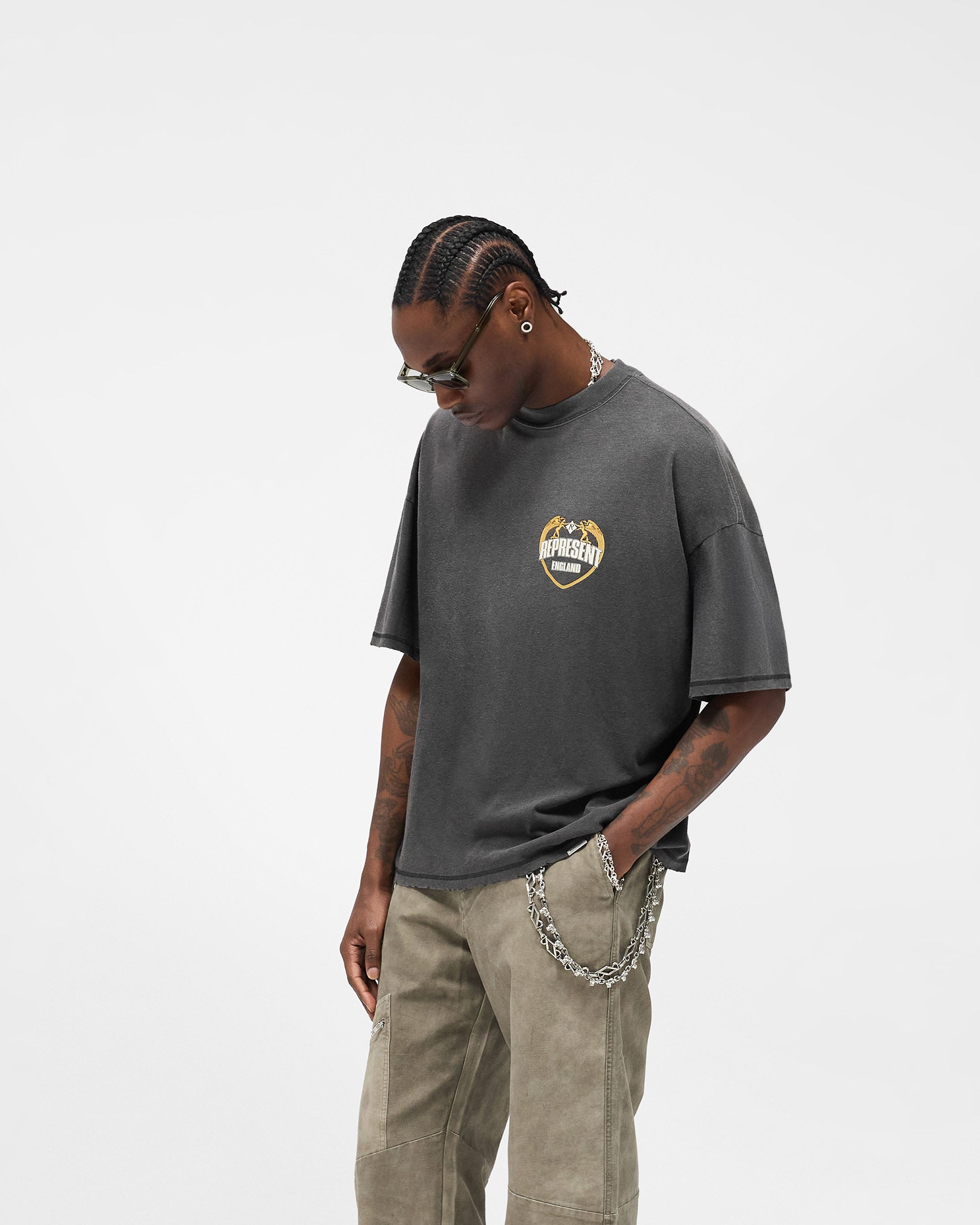 Angel Border T-Shirt - Stained Black