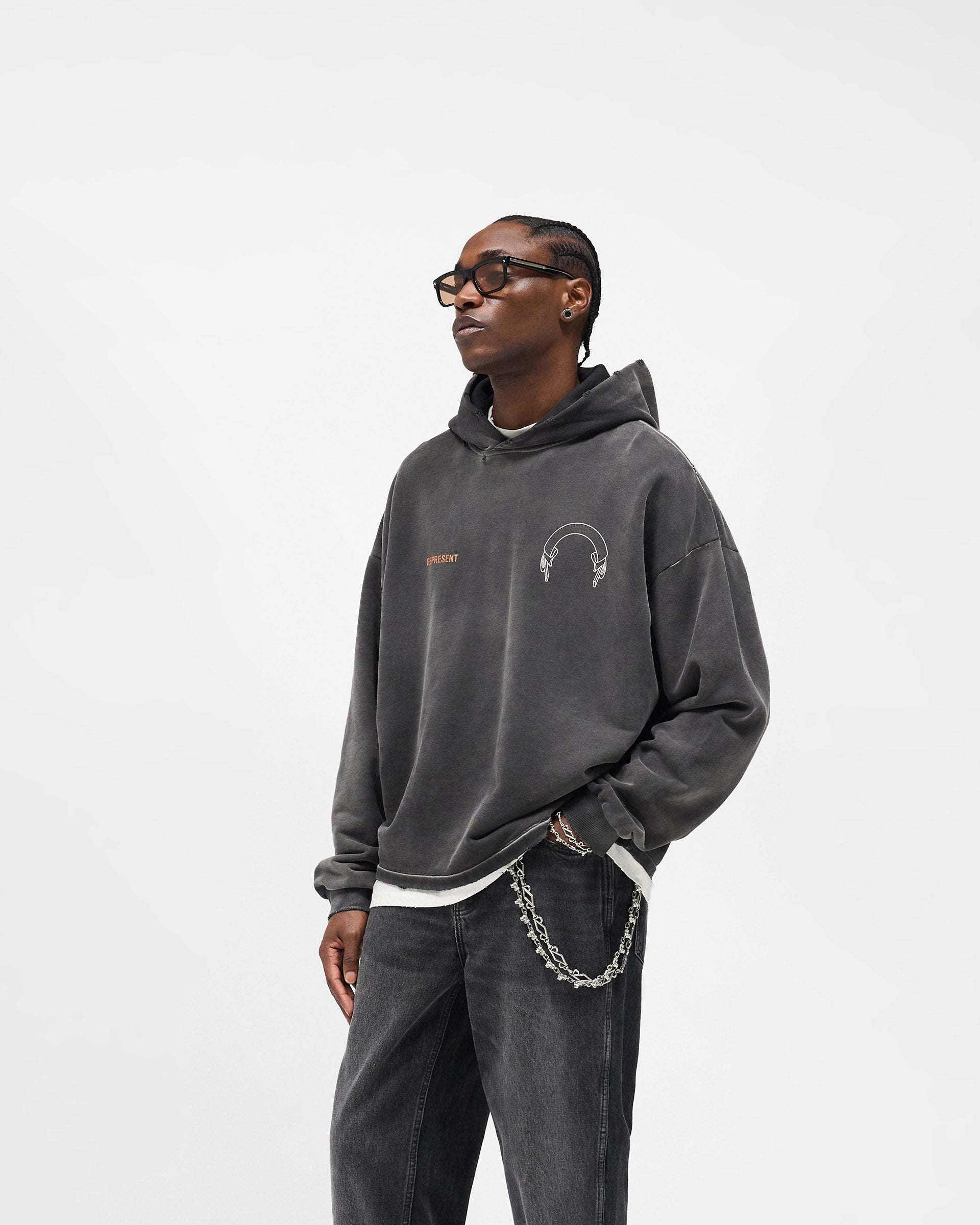 Represent Banner Hoodie - Stained Black