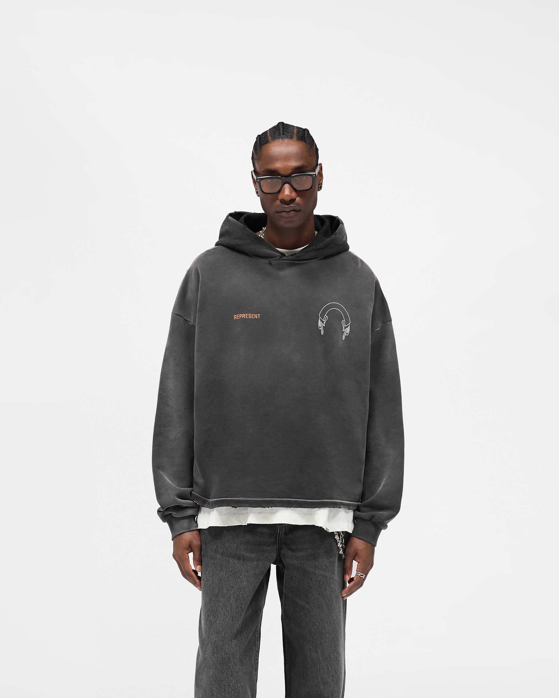 Represent Banner Hoodie - Stained Black
