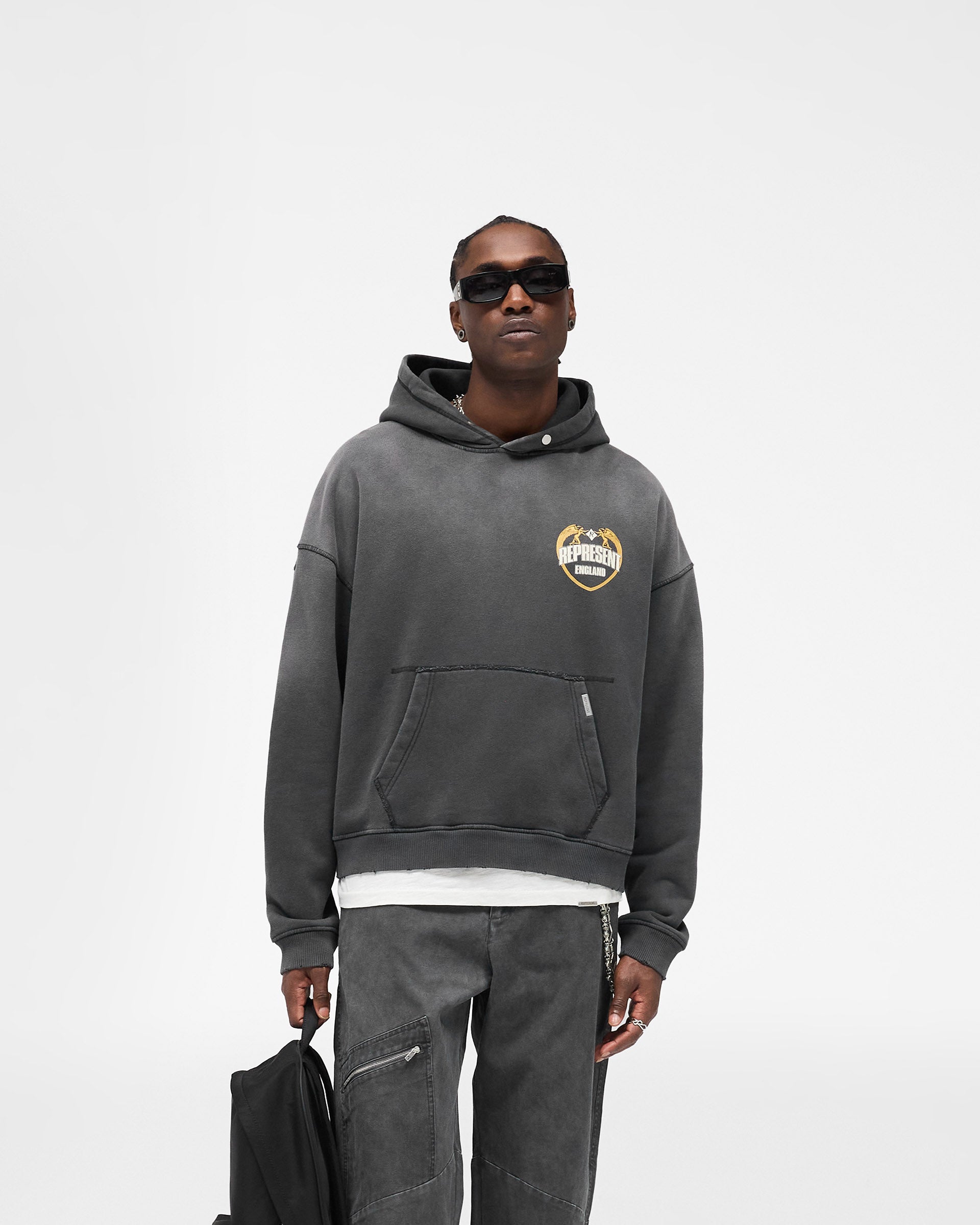 Represent Angel Border Hoodie - Stained Black