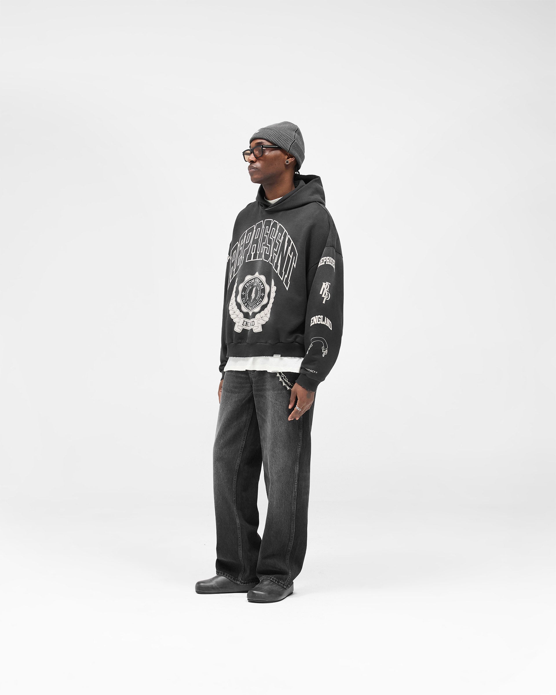 Represent Legacy Crest Hoodie - Stained Black