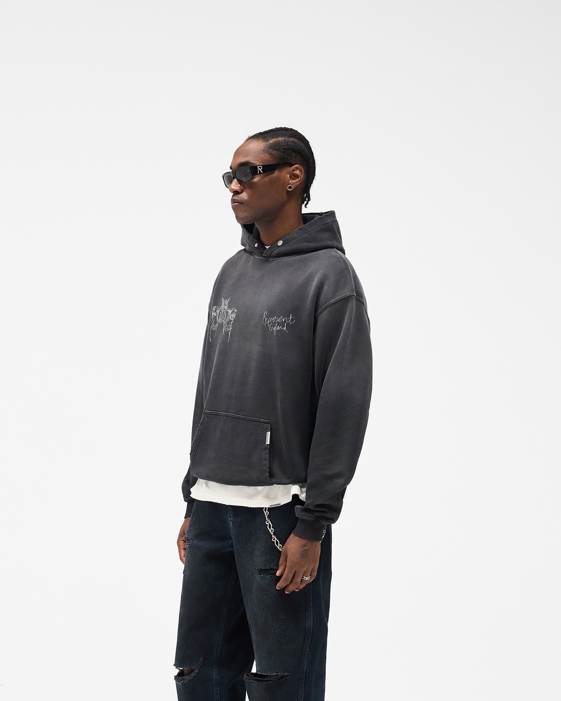 Hand Drawn Thoroughbred Hoodie - Aged Black