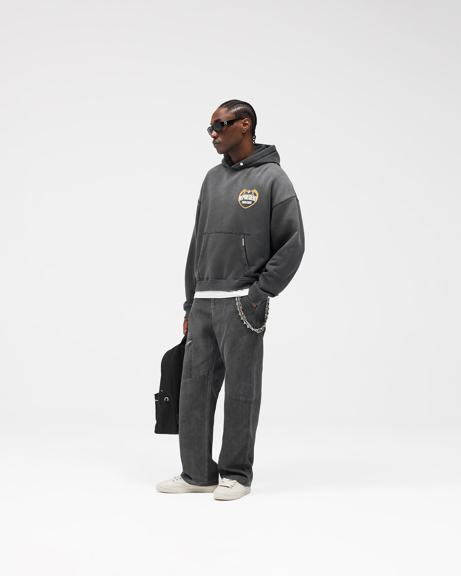 Represent Angel Border Hoodie - Stained Black